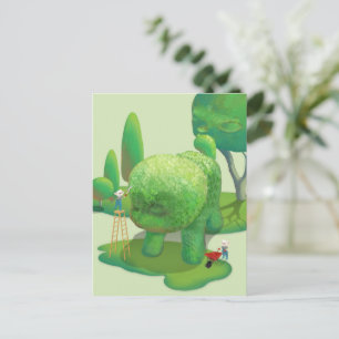 Cartão Postal De Anúncio Gatos-jardineiros e animais verdes