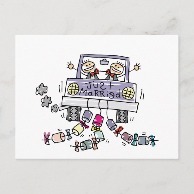 Cartão Postal De Anúncio Gay Recem casados Casamento (Frente)