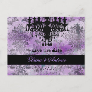 Cartão Postal De Anúncio GC   Lindo Candeeiro Roxo Cinza Damask