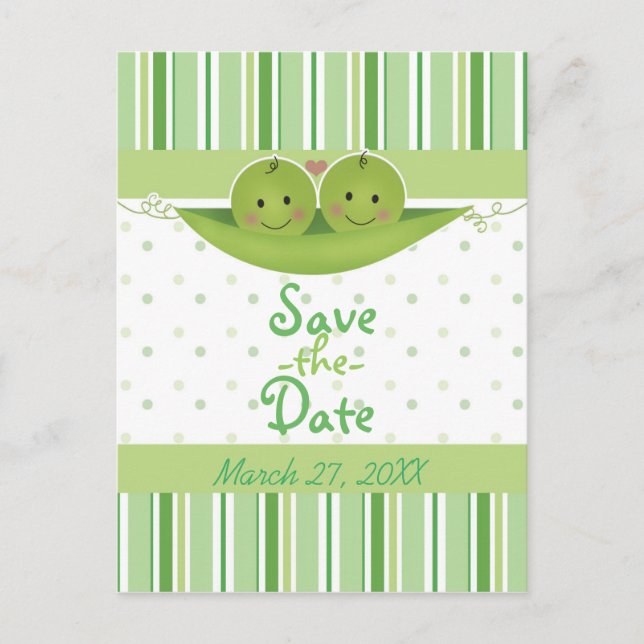 Cartão Postal De Anúncio Gêmeos Duas Ervilhas numa Vagem Chuvada de Bebê Sa (Frente)