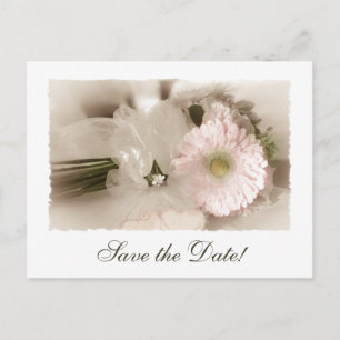 Cartão Postal De Anúncio Gerber Daisy Pink Weding Date Postcard