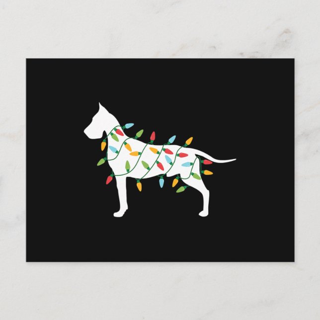 Cartão Postal De Anúncio Gif de cachorro | Luzes de Natal Grande Dane (Frente)