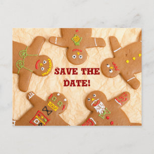 Cartão Postal De Anúncio Gingerbird Man Save the Date Postcard (personaliza