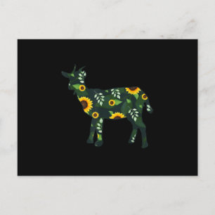 Cartão Postal De Anúncio Girassol Floral Goat Kid Hawaiian