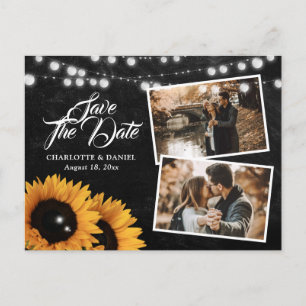 Cartão Postal De Anúncio Girassol Quadro Negro Casamento Salve A Data