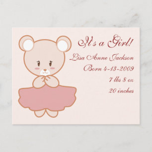 Cartão Postal De Anúncio Girly Bear