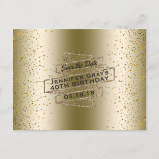 Cartão Postal De Anúncio Glam Dourado Salve a Bolsa mensageifesta de aniver