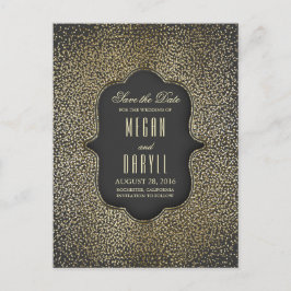 Cartão Postal De Anúncio Glitter Ouro Glamour Vintage Salve a Data