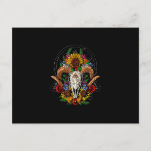 Cartão Postal De Anúncio Goat Skull Psychedelic Sunflower