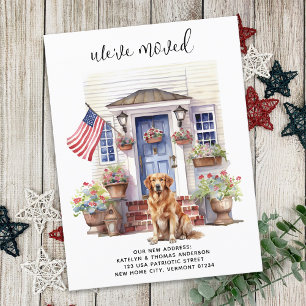 Cartão Postal De Anúncio Golden Retriever Patriótico Cachorro Personalizado