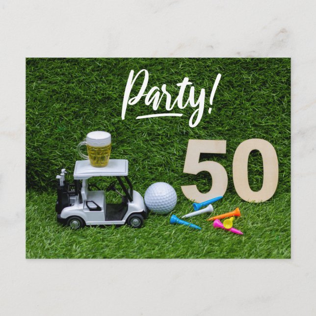 Cartão Postal De Anúncio Golf Salve a festa 50º Aniversário de golfe (Frente)