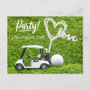 Cartão Postal De Anúncio Golf Salve a festa de golfe