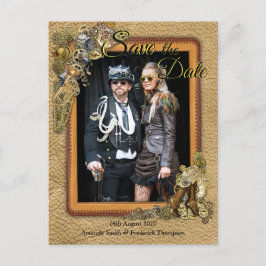 Cartão Postal De Anúncio Gótico - Steampunk Em couro Salve a Data