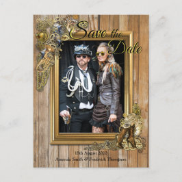 Cartão Postal De Anúncio Gótico - Steampunk On Wood Salve a Data
