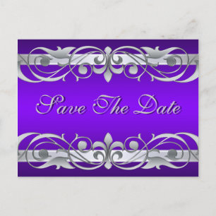 Cartão Postal De Anúncio Grã-Duquesa Postais de Save The Date em Prata e Ro