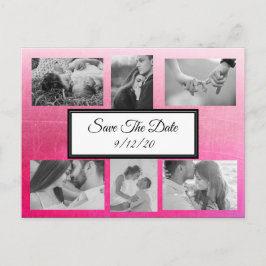 Cartão Postal De Anúncio Gradient Pink Photo Save the Date Postcard