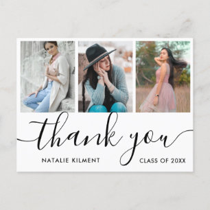 Cartão Postal De Anúncio Graduação 3 Colagem de Fotos Obrigado Cartão Posta