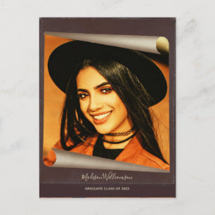 Cartão Postal De Anúncio Graduação Boho Foto Rústica Obrigado Nota