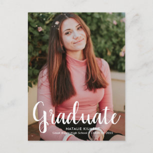 Cartão Postal De Anúncio Graduação de Foto de Graduado Moderno com Letra Br