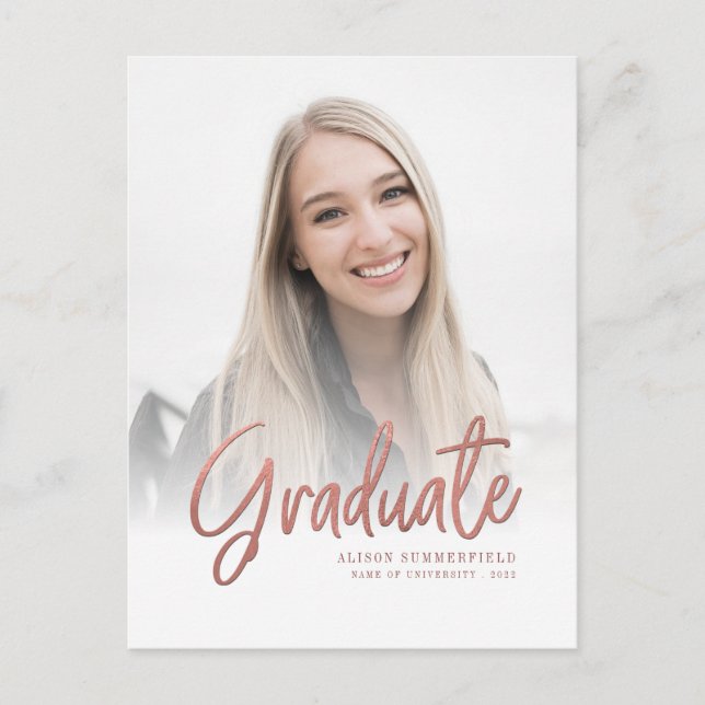 Cartão Postal De Anúncio Graduação de Foto de Script Elegante 2025 (Frente)