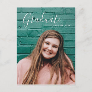 Cartão Postal De Anúncio Graduação de Foto Editável Moderna Bright