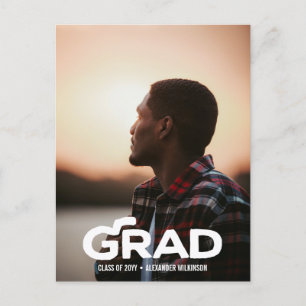 Cartão Postal De Anúncio Graduação de Foto Mínima de Script Bold Moderno