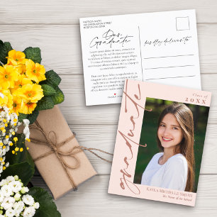 Cartão Postal De Anúncio Graduação de Fotografia de Blush Pink e Brass