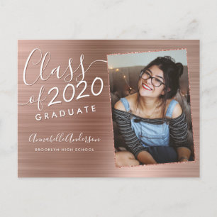 Cartão Postal De Anúncio Graduação de fotos metálicas com Formando Dourado