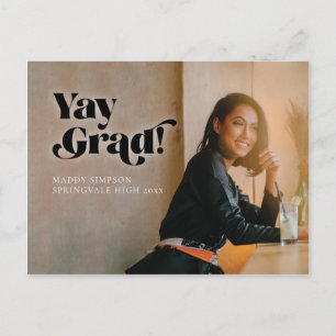 Cartão Postal De Anúncio Graduação de Fotos Mínima Moderna e Negrito