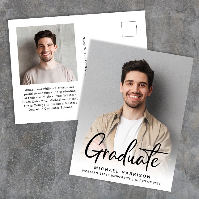 Cartão Postal De Anúncio Graduação de Sobreposição de Fotos de Script Moder (Criador carregado)