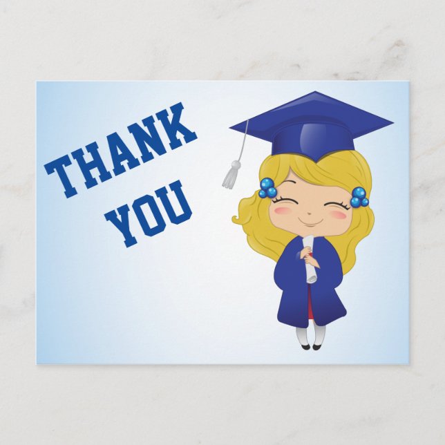 Cartão Postal De Anúncio Graduação em Azul (Frente)