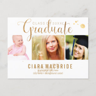 Cartão Postal De Anúncio Graduação PixDezines/Fonte Dourada Faux