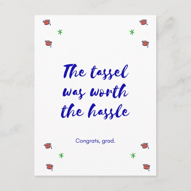 Cartão Postal De Anúncio Graduação - Tassle valeu a pena (Frente)