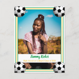 Cartão Postal De Anúncio Graduação Verde e Dourada do Futebol