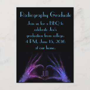 Cartão Postal De Anúncio "Graduado em Radiografia" Dedos Fazem Coração