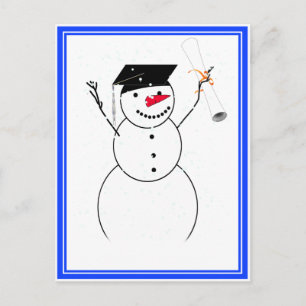 Cartão Postal De Anúncio Graduando Snowman para o Pequeno Formando