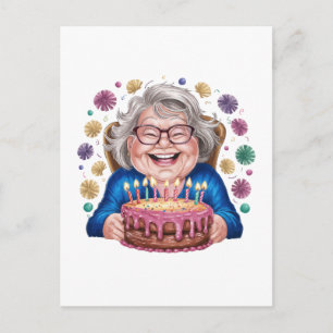 Cartão Postal De Anúncio Granny Óculos Felizes Aniversário Gráfico
