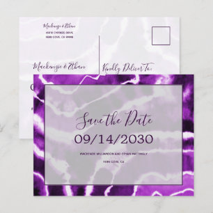 Cartão Postal De Anúncio Gravata Chic Roxo Mármore Dia da Noiva Salvar a Da