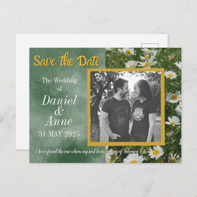 Cartão Postal De Anúncio Green Daisy Christian Salve o Cartão-Postal (Frente/Verso)