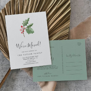 Cartão Postal De Anúncio Greenery e Berry de Natal Mudamos de roupa