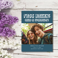 Groovy Retro Bebidas Grátis Casamento Salve a Data