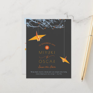 Cartão Postal De Anúncio Groses de Papel Origami Laranja Penduradas Avisem 