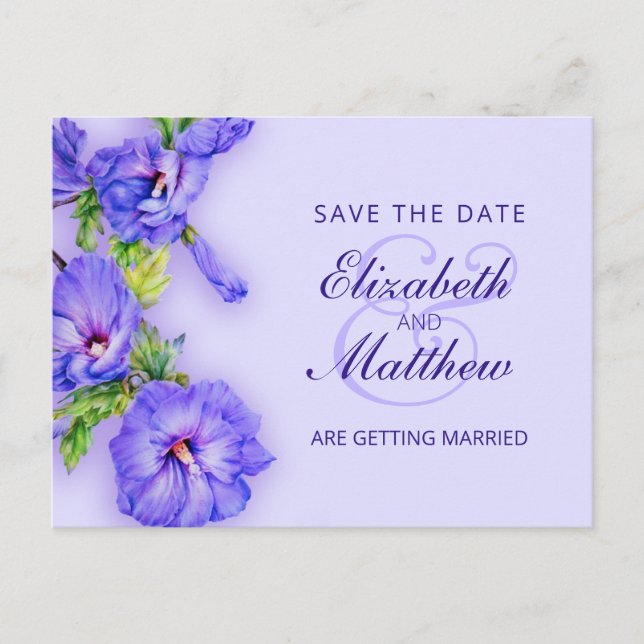 Cartão Postal De Anúncio Guardar a data Cartão-postal pintado hibisco (Frente)