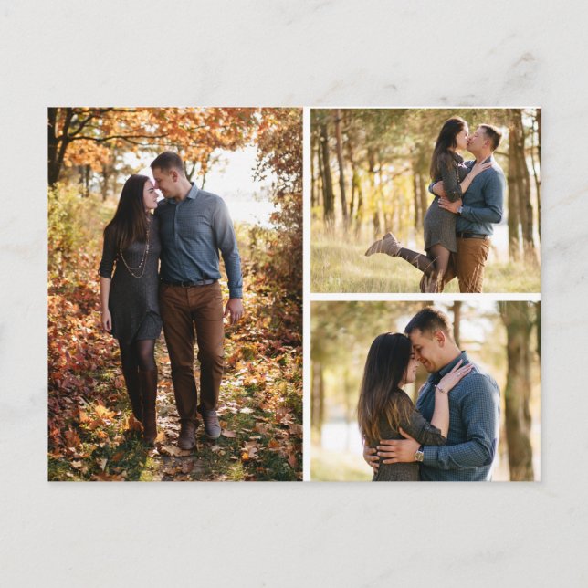 Cartão Postal De Anúncio Guardar a Data Colagem de Fotos Florais de Margari (Frente)