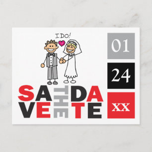 Cartão Postal De Anúncio Guardar A Ficha De Datas O Casal Feliz Diz Que Eu