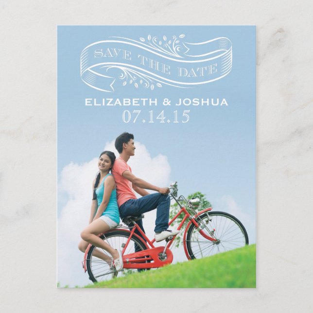 Cartão Postal De Anúncio Guardar Cartão-Postal de Banner de Data (Frente)