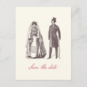 Cartão Postal De Anúncio Guardar Cartão-Postal de Casamento de Data