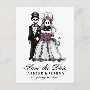 Cartão Postal De Anúncio Guardar Esqueletos de Halloween Púrpura PostCard