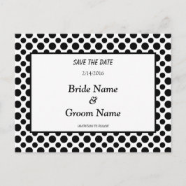 Cartão Postal De Anúncio Guardar o Cartão-Postal de Bolinhas Preto de Data