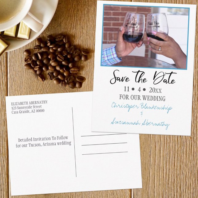 Cartão Postal De Anúncio Guardar O Casamento Simples De Fotografia Personal (Criador carregado)